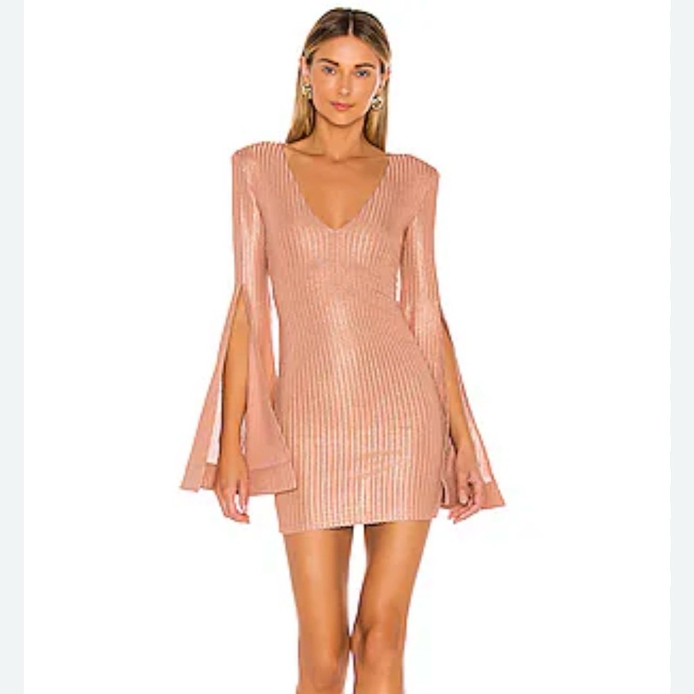 Michael Costello Metallic Pink V-Neck Top